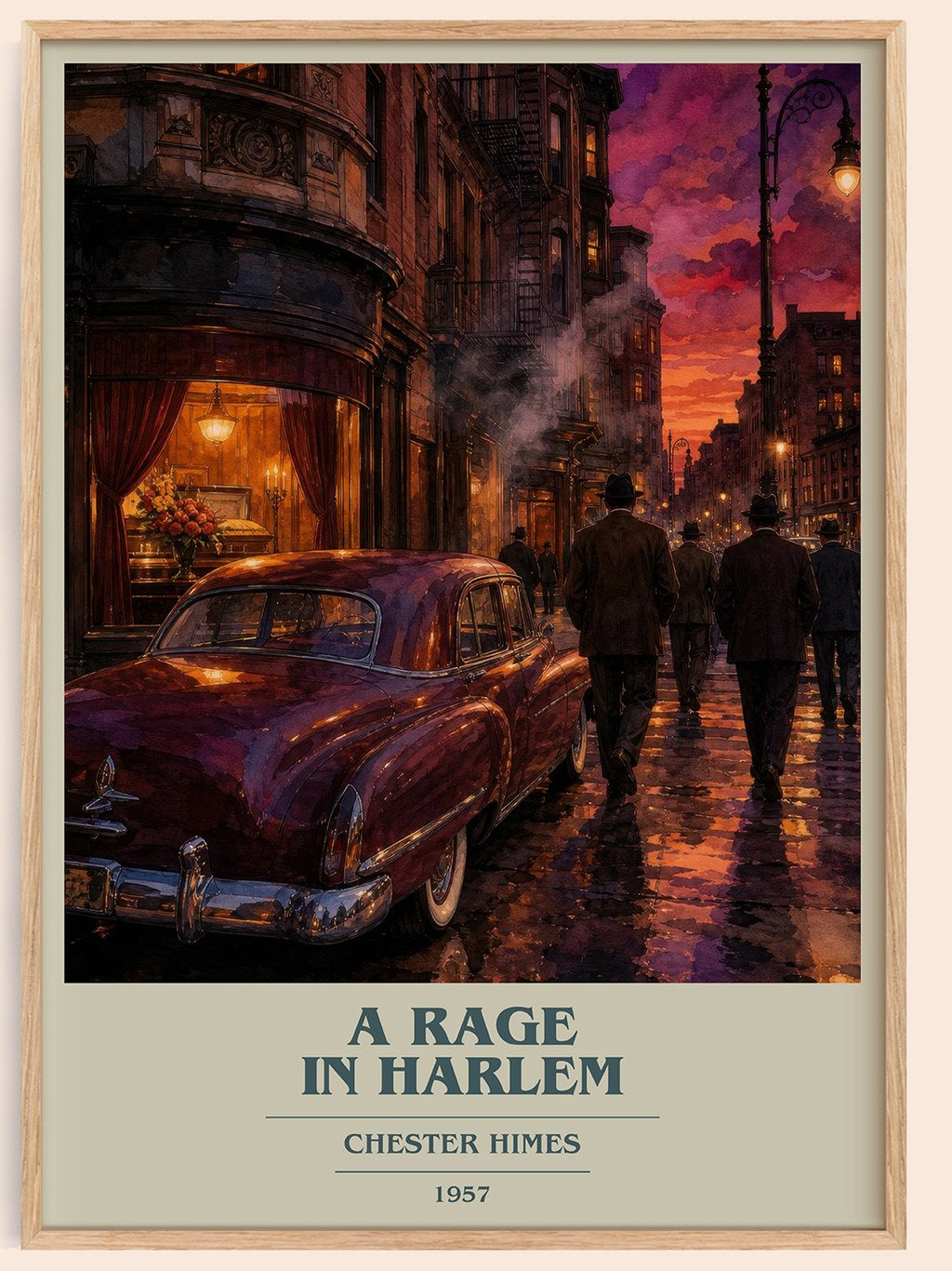 A Rage in Harlem book cover book poster by Chester Himes – framed literary art print