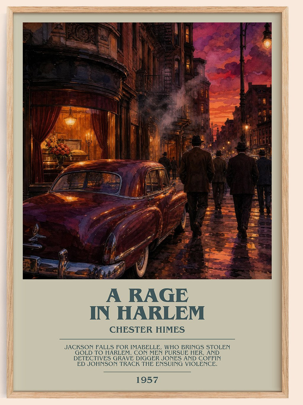 A Rage in Harlem bookish book poster by Chester Himes – framed literary art print
