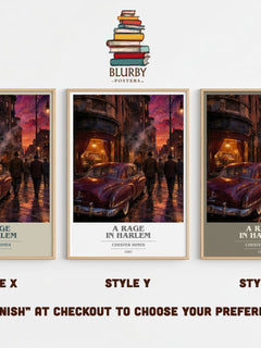 A Rage in Harlem book cover print in frame leaning in hallway – crime wall art