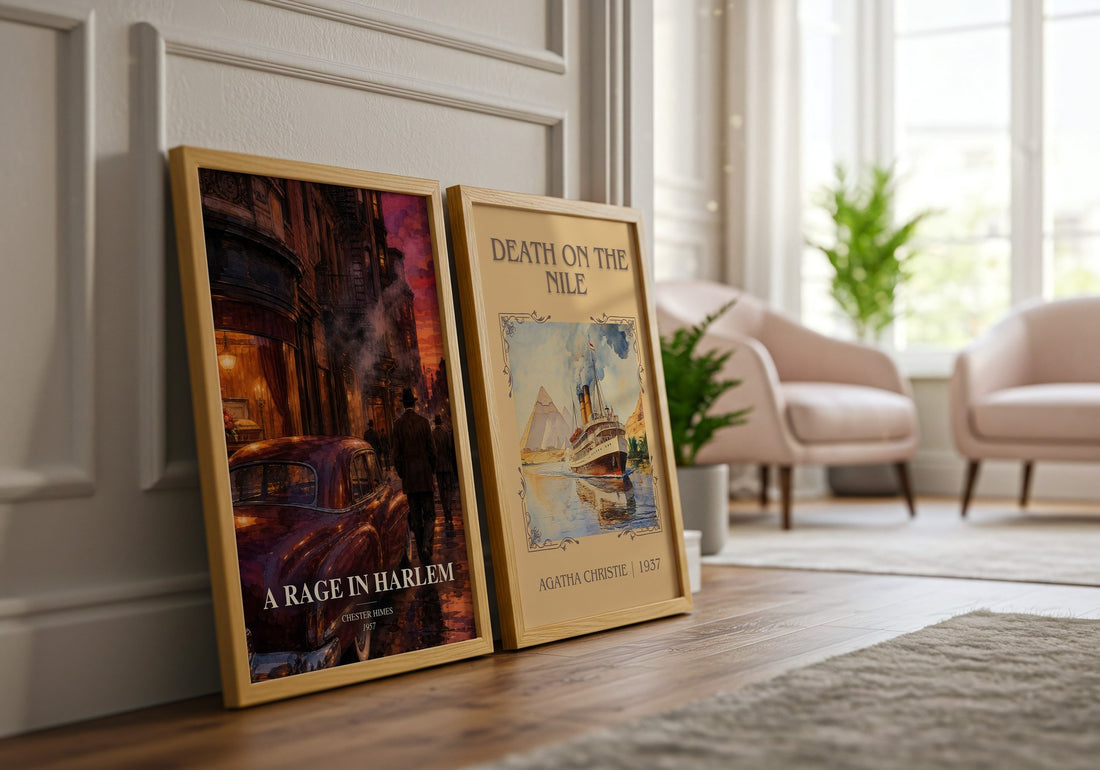 A Rage in Harlem watercolour print framed by window – literary home decor