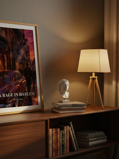 A Rage in Harlem watercolour print on bookshelf – Chester Himes fan gift