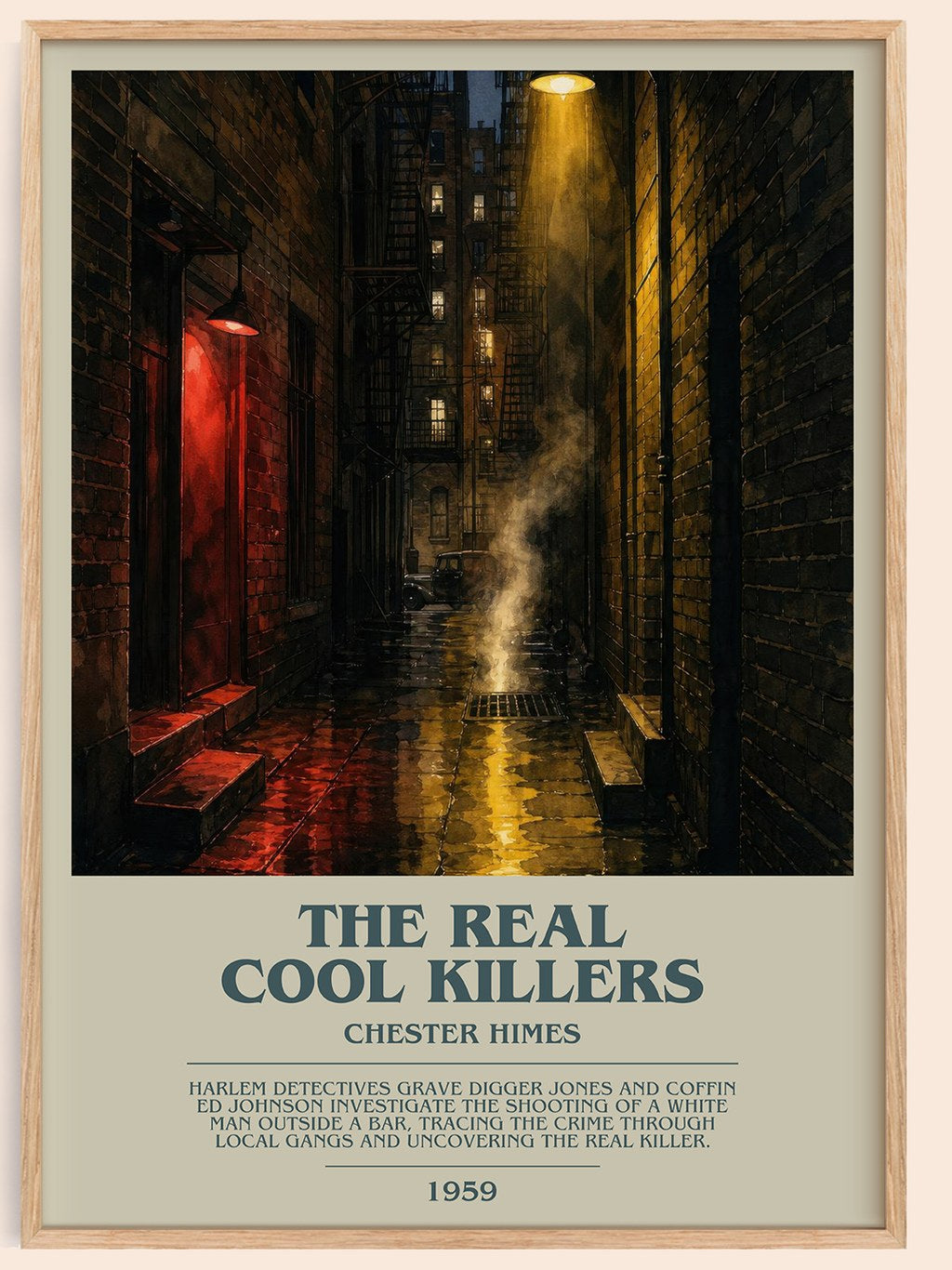 The Real Cool Killers bookish book poster by Chester Himes – framed literary art print