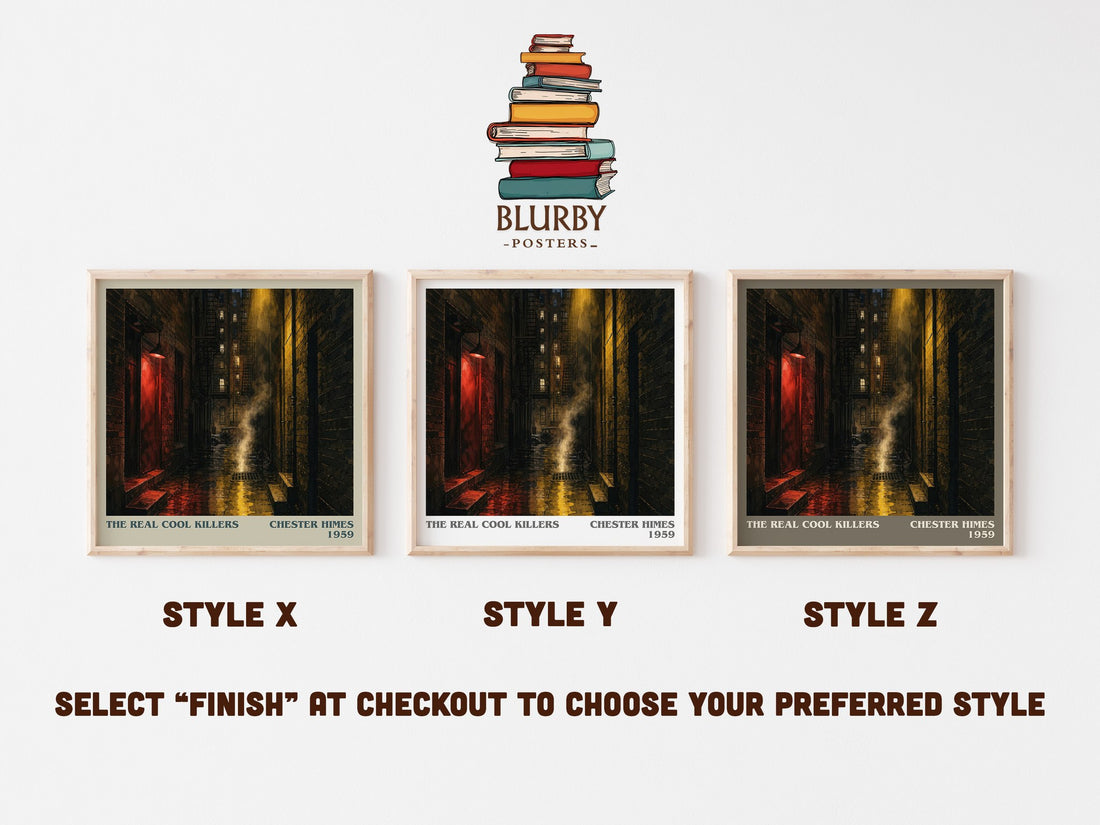 The Real Cool Killers literary print in frame leaning in hallway – crime wall art (mockup)