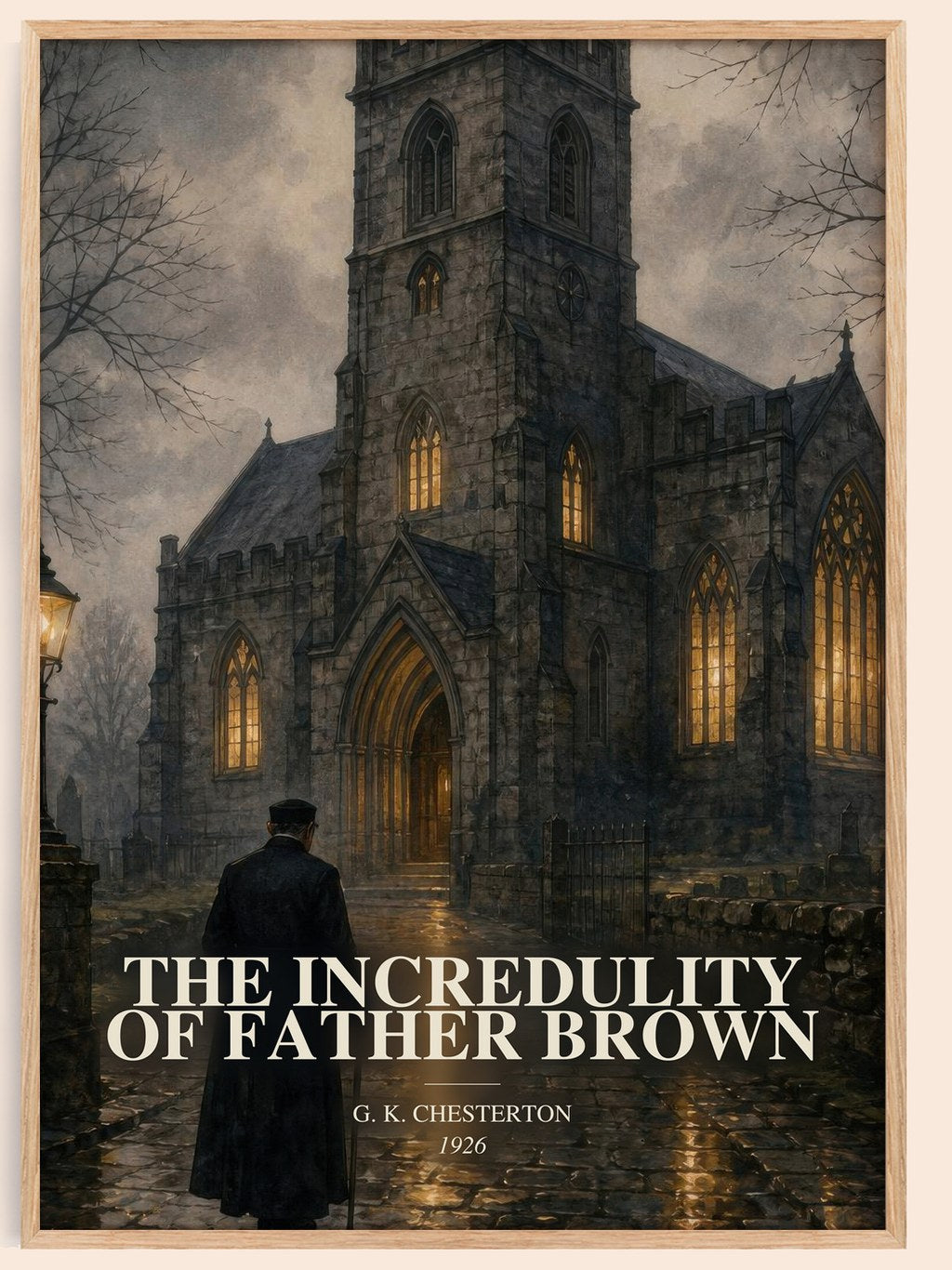 The Incredulity of Father Brown watercolour book poster by G. K. Chesterton – framed literary art print
