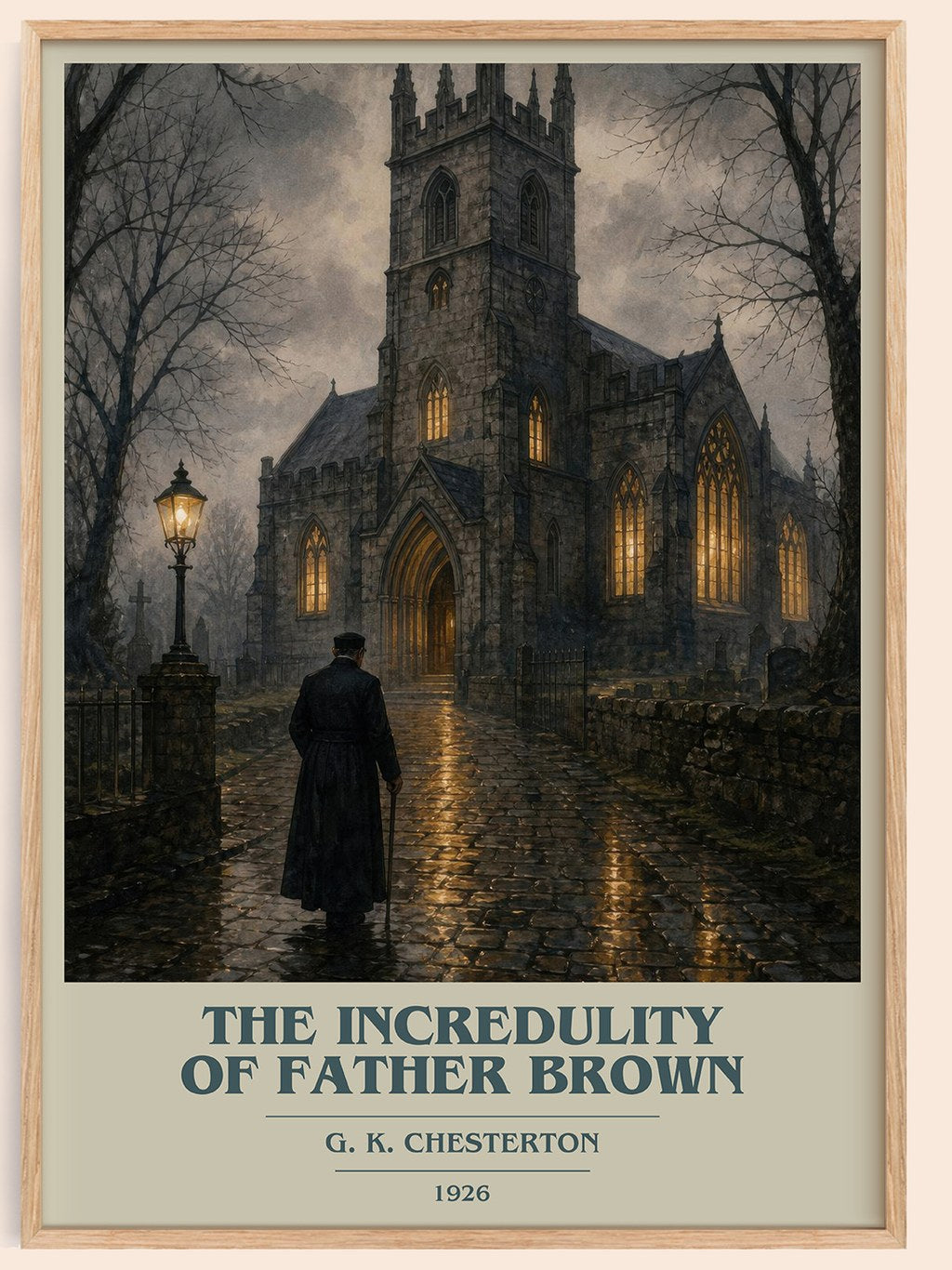 The Incredulity of Father Brown book cover book poster by G. K. Chesterton – framed literary art print