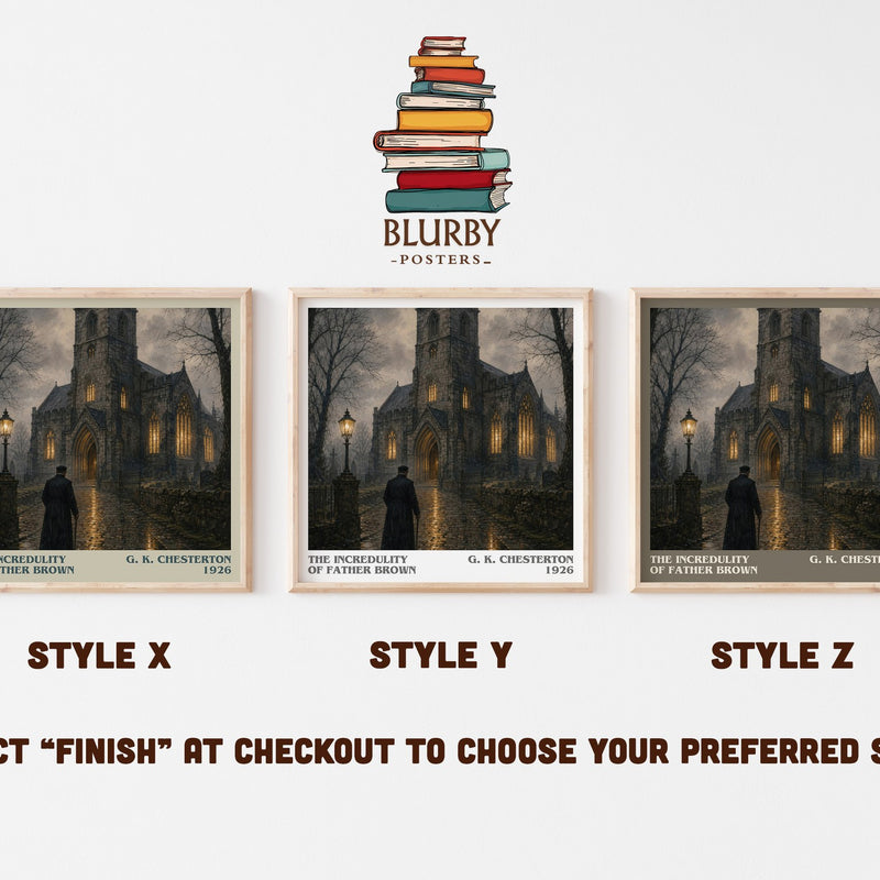 The Incredulity of Father Brown literary print in frame leaning in hallway – mystery wall art