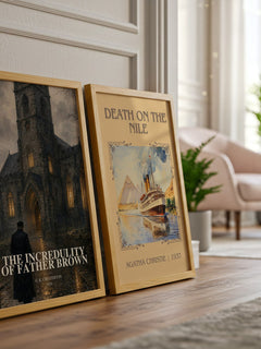 The Incredulity of Father Brown watercolour print framed by window – literary home decor