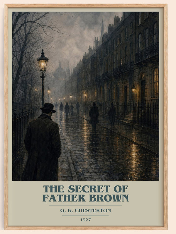 The Secret of Father Brown book cover book poster by G. K. Chesterton – framed literary art print