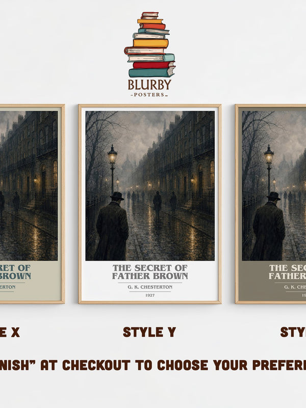The Secret of Father Brown book cover print in frame leaning in hallway – mystery wall art
