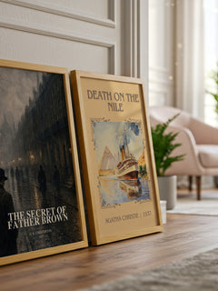 The Secret of Father Brown watercolour print framed by window – literary home decor