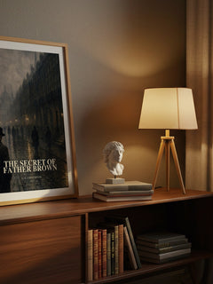 The Secret of Father Brown watercolour print on bookshelf – G. K. Chesterton fan gift