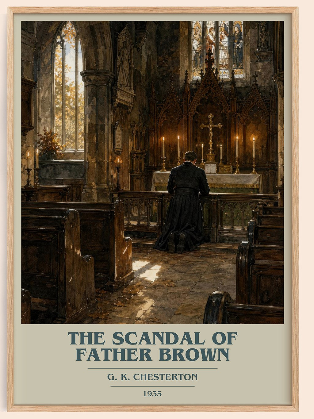 The Scandal of Father Brown book cover book poster by G. K. Chesterton – framed literary art print