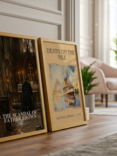 The Scandal of Father Brown watercolour print framed by window – literary home decor