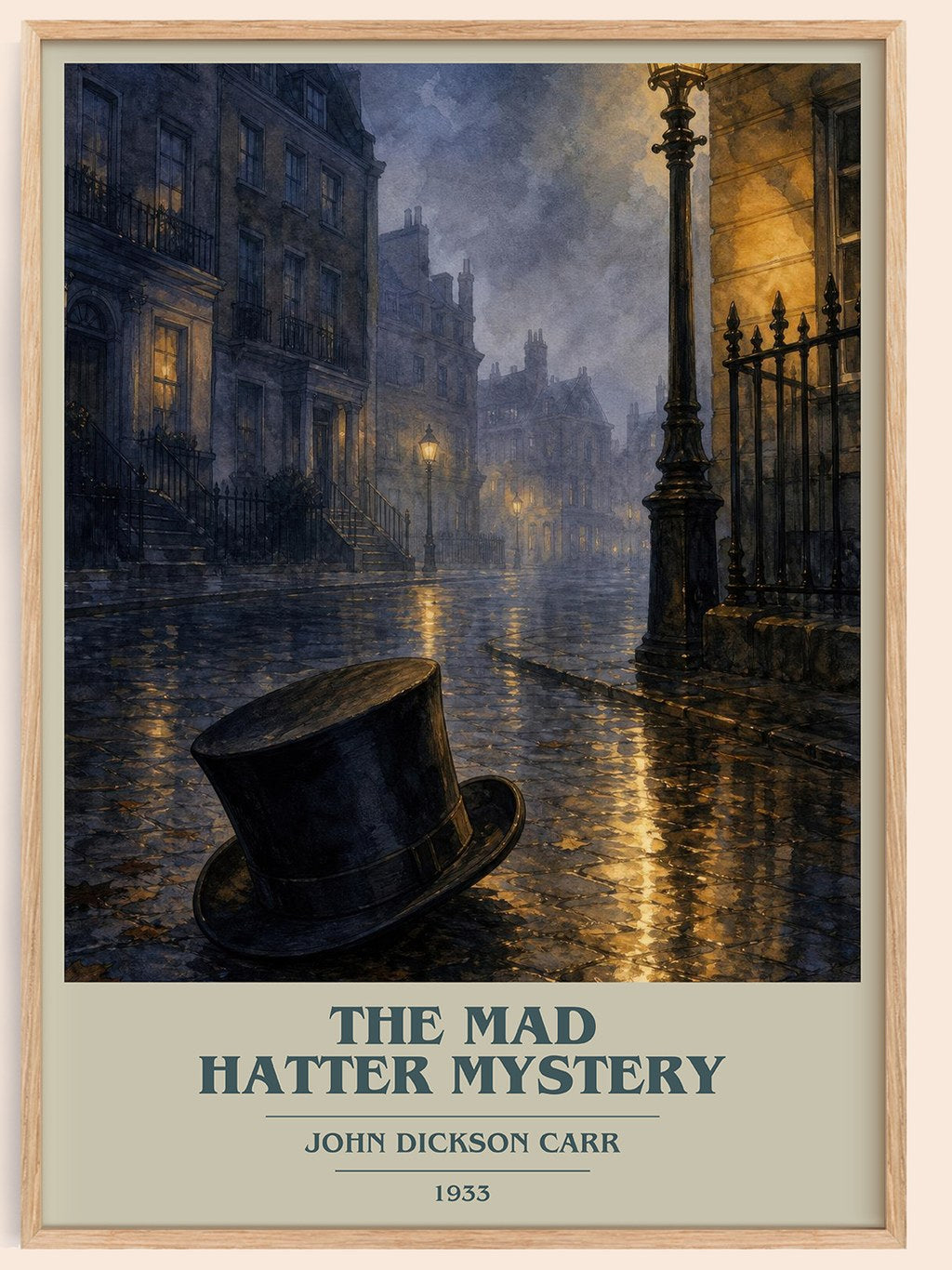 The Mad Hatter Mystery book cover book poster by John Dickson Carr – framed literary art print