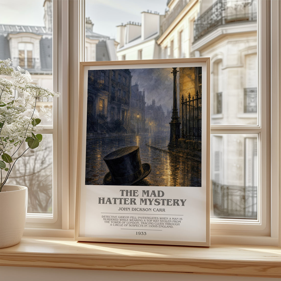 The Mad Hatter Mystery bookish poster colour and style options – John Dickson Carr book art