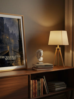 The Mad Hatter Mystery watercolour print on bookshelf – John Dickson Carr fan gift