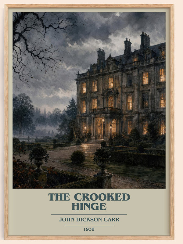 The Crooked Hinge book cover book poster by John Dickson Carr – framed literary art print
