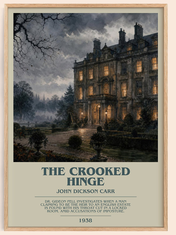 The Crooked Hinge bookish book poster by John Dickson Carr – framed literary art print