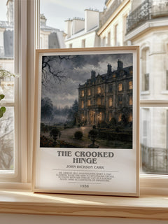 The Crooked Hinge bookish poster colour and style options – John Dickson Carr book art