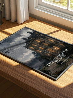 The Crooked Hinge watercolour book poster framed on wall – mystery wall art
