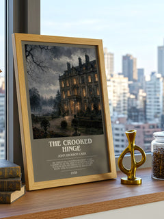 The Crooked Hinge bookish print framed by window – literary home decor