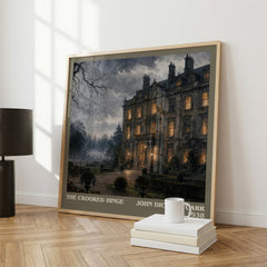 The Crooked Hinge literary print framed by window – literary home decor