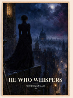He Who Whispers watercolour book poster by John Dickson Carr – framed literary art print