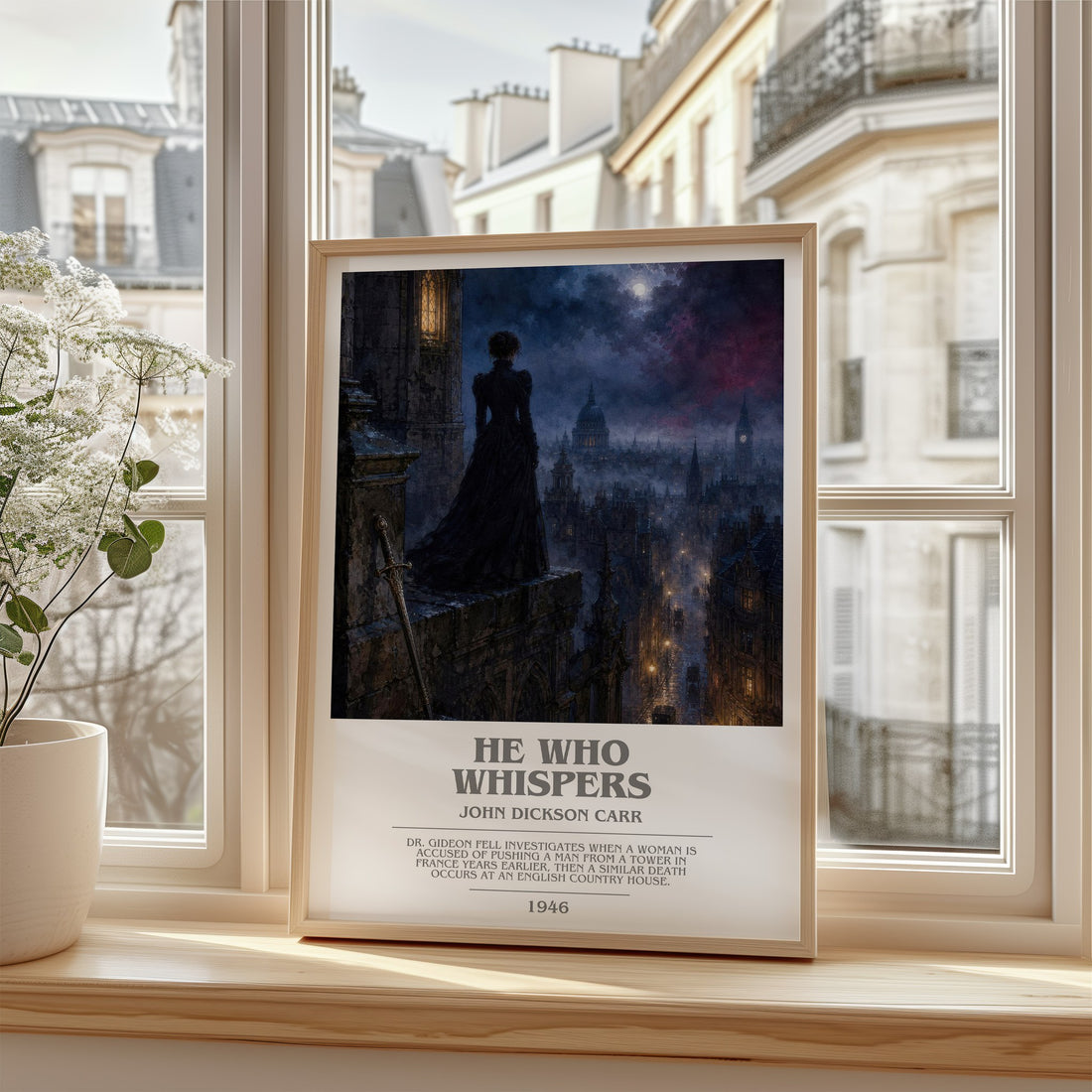 He Who Whispers bookish poster colour and style options – John Dickson Carr book art
