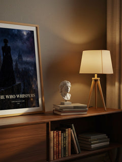 He Who Whispers watercolour print on bookshelf – John Dickson Carr fan gift