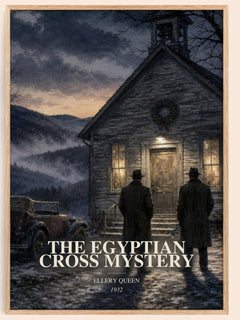 The Egyptian Cross Mystery watercolour book poster by Ellery Queen – framed literary art print