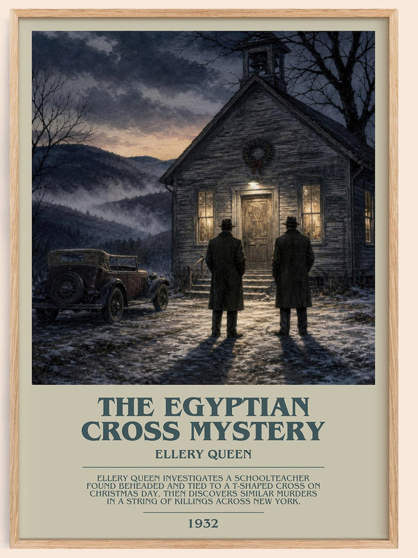 The Egyptian Cross Mystery bookish book poster by Ellery Queen – framed literary art print