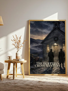 The Egyptian Cross Mystery watercolour print in frame leaning in hallway – mystery wall art
