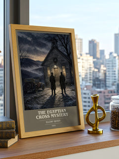 The Egyptian Cross Mystery book cover print framed by window – literary home decor