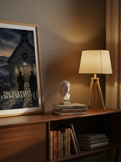 The Egyptian Cross Mystery watercolour print on bookshelf – Ellery Queen fan gift