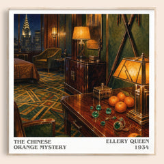 The Chinese Orange Mystery literary book poster by Ellery Queen – framed literary art print