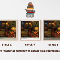 The Chinese Orange Mystery literary print in frame leaning in hallway – mystery wall art