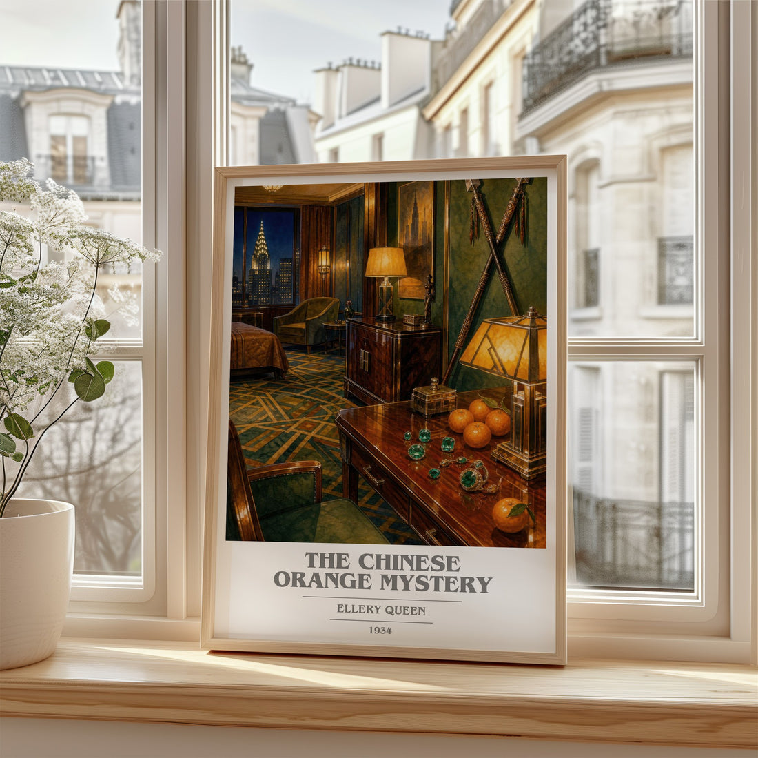 The Chinese Orange Mystery book cover poster colour and style options – Ellery Queen book art