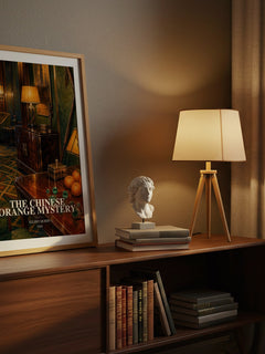 The Chinese Orange Mystery watercolour print on bookshelf – Ellery Queen fan gift