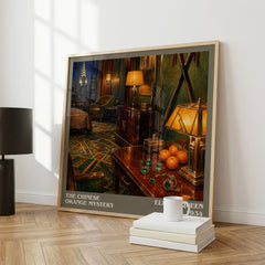 The Chinese Orange Mystery literary print framed by window – literary home decor