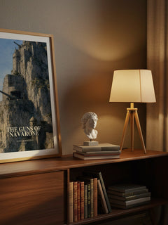 The Guns of Navarone watercolour print on bookshelf – Alistair MacLean fan gift