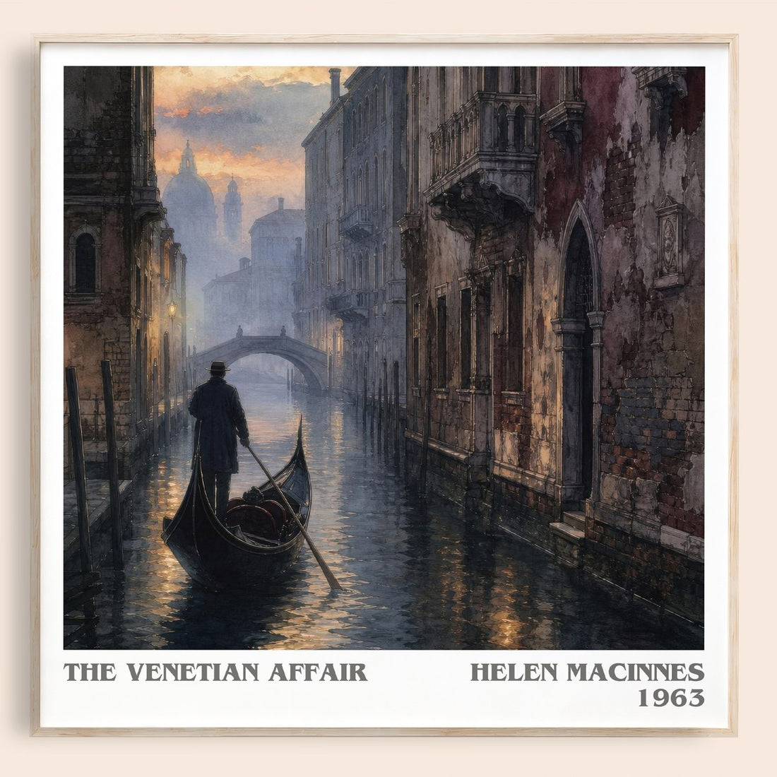 The Venetian Affair literary book poster by Helen MacInnes – framed literary art print