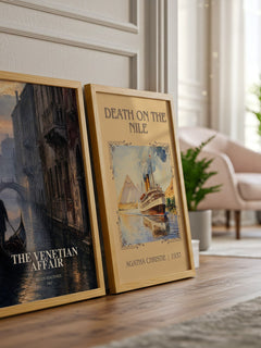 The Venetian Affair watercolour print framed by window – literary home decor