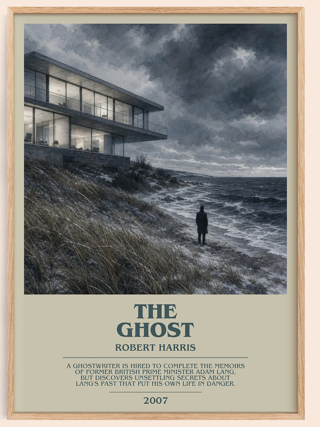 The Ghost bookish book poster by Robert Harris – framed literary art print