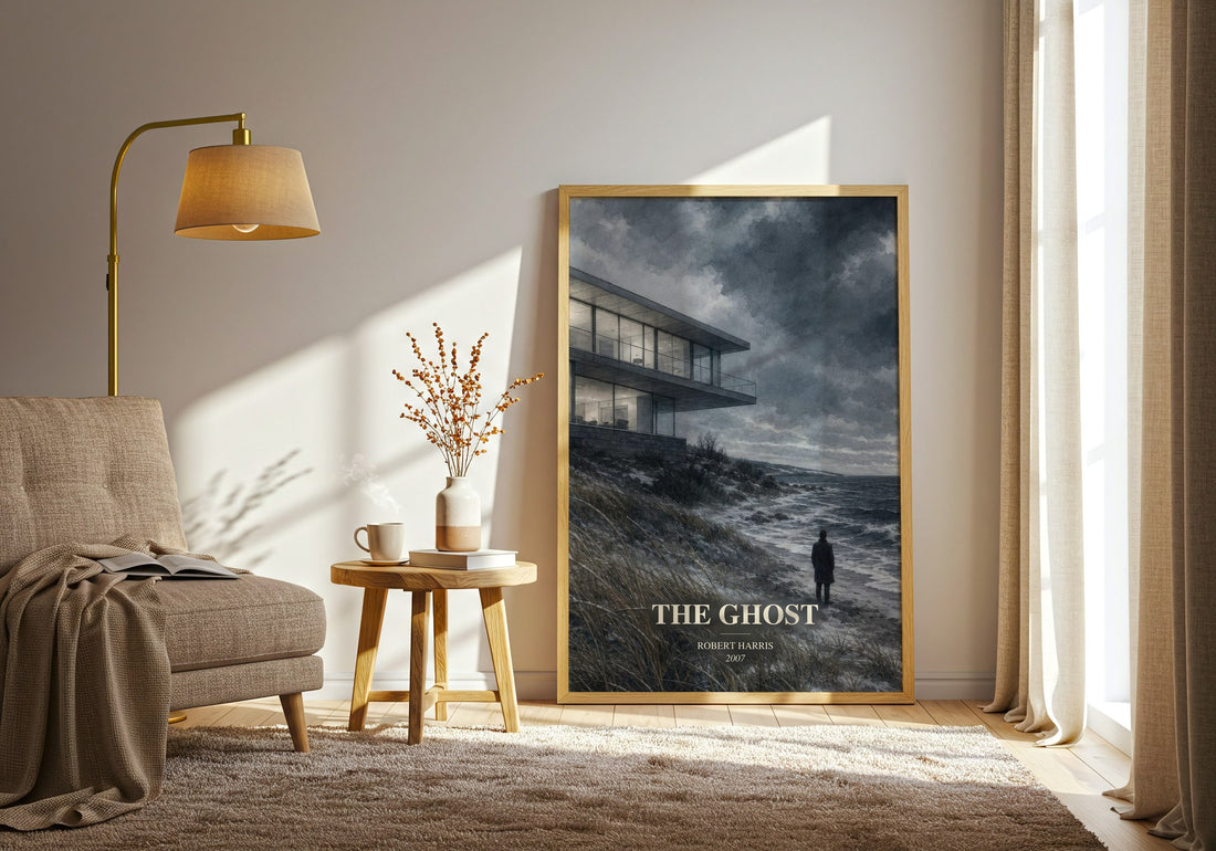 The Ghost watercolour print in frame leaning in hallway – thriller wall art