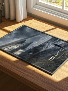 The Ghost watercolour book poster framed on wall – thriller wall art