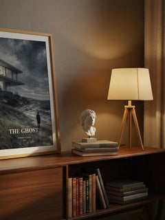 The Ghost watercolour print on bookshelf – Robert Harris fan gift