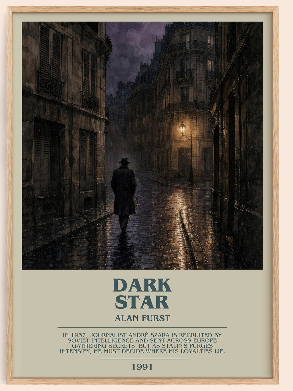 Dark Star bookish book poster by Alan Furst – framed literary art print