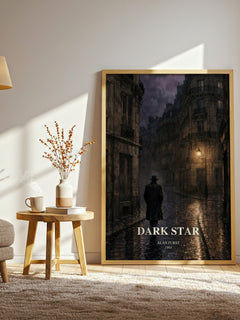 Dark Star watercolour print in frame leaning in hallway – thriller wall art