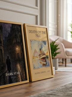 Dark Star watercolour print framed by window – literary home decor
