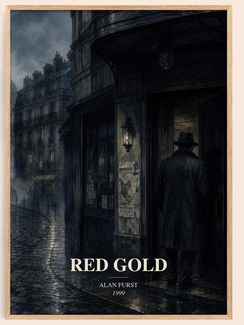 Red Gold watercolour book poster by Alan Furst – framed literary art print